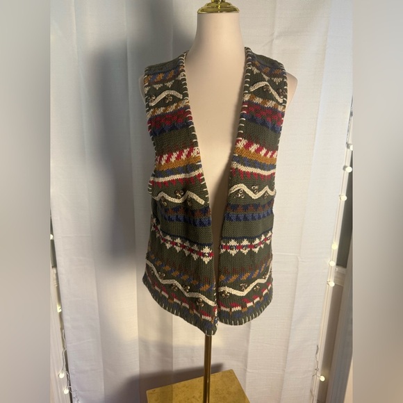 Vintage Hunt Club Multicolor Patterned Vest - Picture 1 of 8